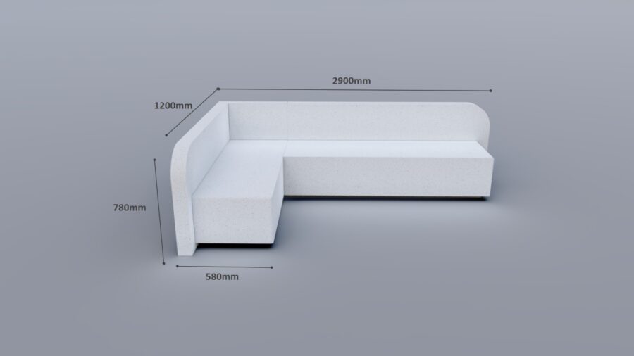 5 Seater Luno outdoor Bench - GRC Concrete  (2 Modules Combo) - Image 7